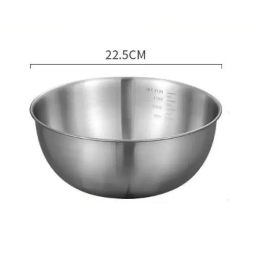 Large Capacity Stainless Steel Bowl Set with Scale for Cooking Baking Food Storage Home Kitchen Essentials Mixing Bowls