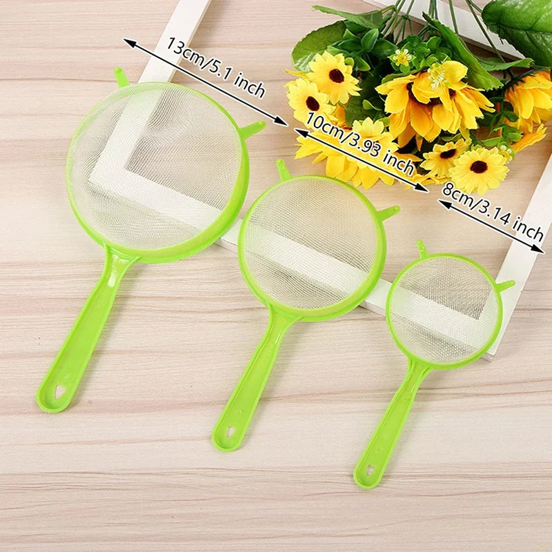 3pcs Plastic Fine Mesh Scoop Strainer Set | Kitchen Sieve and Colander for Baking and Cooking